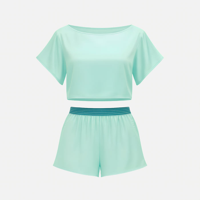ENSEMBLE SILK SHORTS & SHIRT | POOL CLOSET